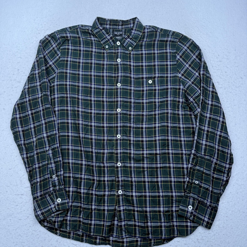 Todd Snyder Albiate Shirt Mens XL Green Plaid Long Sleeve Button Down Casual